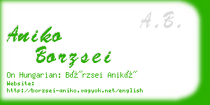 aniko borzsei business card